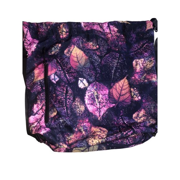 Leaf Print Drawstring Backpack Front‎ Pocket Casual Daypack - Picture 5 of 12